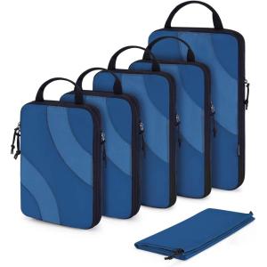 image:imageBAGSMART Compression Packing Cubes 6 Set4 Set2 Set Travel Packing Cubes for Carry on Suitcases Compression Suitcase Organizers Bag Set amp Travel Cubes for Luggage Lightweight Packing Organizers07Classic Blue