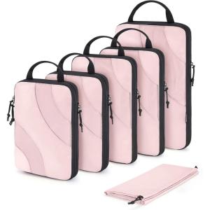 image:imageBAGSMART Compression Packing Cubes 6 Set4 Set2 Set Travel Packing Cubes for Carry on Suitcases Compression Suitcase Organizers Bag Set amp Travel Cubes for Luggage Lightweight Packing OrganizersPink Pearl