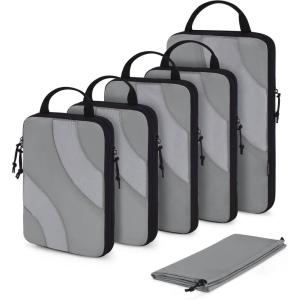 image:imageBAGSMART Compression Packing Cubes 6 Set4 Set2 Set Travel Packing Cubes for Carry on Suitcases Compression Suitcase Organizers Bag Set amp Travel Cubes for Luggage Lightweight Packing Organizers05Grey