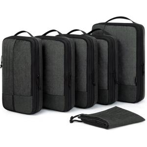 image:imageBAGSMART Compression Packing Cubes Durable Travel Packing Cubes for CarryOn Suitcase Lightweight Compressible Luggage Organizer Cruise Ship Travel Essentials 6Pack 1L3M1SShoe Bag Black04Black