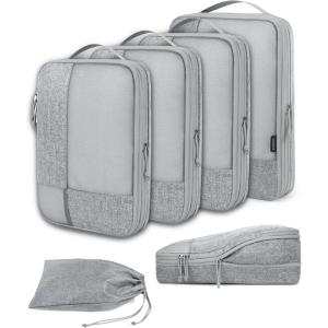 image:imageBAGSMART Compression Packing Cubes Durable Travel Packing Cubes for CarryOn Suitcase Lightweight Compressible Luggage Organizer Cruise Ship Travel Essentials 6Pack 1L3M1SShoe Bag Black01Grey