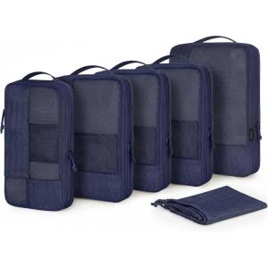 image:imageBAGSMART Compression Packing Cubes Durable Travel Packing Cubes for CarryOn Suitcase Lightweight Compressible Luggage Organizer Cruise Ship Travel Essentials 6Pack 1L3M1SShoe Bag BlackNavy Blue