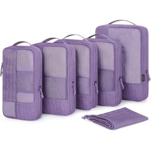 image:imageBAGSMART Compression Packing Cubes Durable Travel Packing Cubes for CarryOn Suitcase Lightweight Compressible Luggage Organizer Cruise Ship Travel Essentials 6Pack 1L3M1SShoe Bag BlackViolet