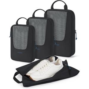 image:imageBAGSMART Compression Packing Cubes for Travel 654set Lightweight Packing Organizers Summer Travel Essentials Suitcase Organizer Bags Set01Black