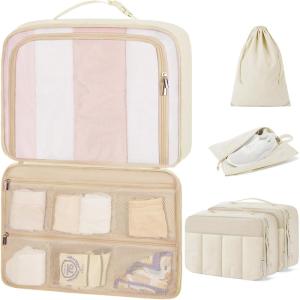 image:imageBAGSMART Compression Packing Cubes for Travel 654set Lightweight Packing Organizers Summer Travel Essentials Suitcase Organizer Bags Set03White Opal