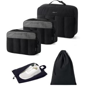 image:imageBAGSMART Compression Packing Cubes for Travel 654set Lightweight Packing Organizers Summer Travel Essentials Suitcase Organizer Bags Set05Black