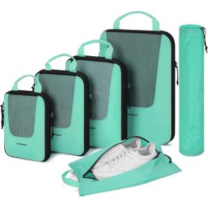 image:imageBAGSMART Compression Packing Cubes for Travel 654set Lightweight Packing Organizers Summer Travel Essentials Suitcase Organizer Bags SetJLagoon Blue