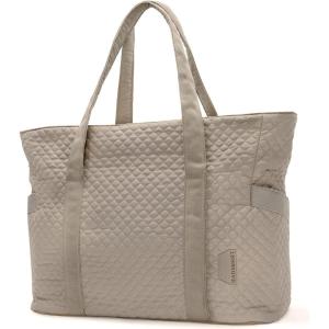 image:imageBAGSMART Crush Tote Bag for Women 20L Puffer Work Tote with Zipper Travel Essentials Quilted Nurse Hospital BagGrayish Brown