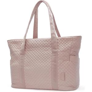image:imageBAGSMART Crush Tote Bag for Women 20L Puffer Work Tote with Zipper Travel Essentials Quilted Nurse Hospital BagPink