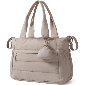 image:imageBAGSMART Diaper Bag Tote Hospital Bag for Labor Delivery Puffy Maternity Travel Diaper Tote Baby Bag with Pacifier CaseCamel