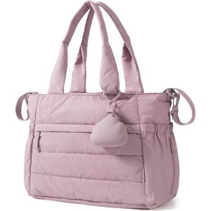 image:imageBAGSMART Diaper Bag Tote Hospital Bag for Labor Delivery Puffy Maternity Travel Diaper Tote Baby Bag with Pacifier CaseMauve Brown