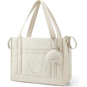 image:imageBAGSMART Diaper Bag Tote Puffer Hospital Bag for Labor Delivery with Pacifier Case Lightweight Baby Bag for Travel Work  Multifunctional Insulated Pockets Water ResistanceLight Beige