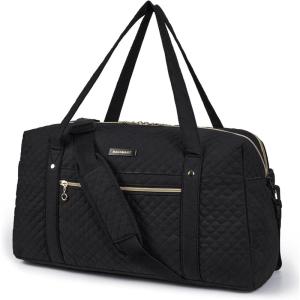 image:imageBAGSMART Duffle Bag 37L Large Carry On Weekender Overnight Bag with Wet Pocket  Laptop Compartment And Shoes Bag for for Women Travel Business Trips SportsBlack