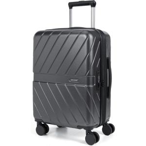 image:imageBAGSMART Expandable Carry On Luggage 22x14x9 Airline Approved 1OO PC Lightweight Hard Shell Suitcase 20 Inch Travel Luggage with Spinner Wheels Waterproof Rolling Suitcase BlackGray 10