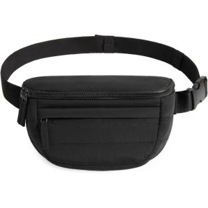 image:imageBAGSMART Fanny Packs for Women Cross Body Lightweight Puffy Belt Bag with Multi Pockets Quilted Purse for Traveling Hiking BlackBlack