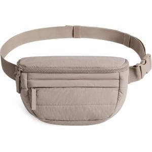 image:imageBAGSMART Fanny Packs for Women Cross Body Lightweight Puffy Belt Bag with Multi Pockets Quilted Purse for Traveling Hiking BlackBrown