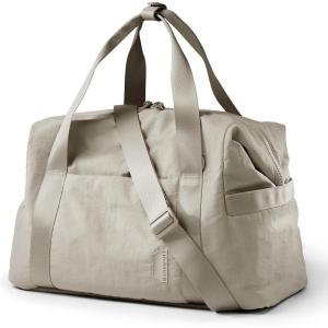 image:imageBAGSMART Gym Bag for Women Carry on Weekender Overnight Bag Travel Duffel Bags with Trolley Sleeve Personal Item Travel Bag Tote Bag Workout Dance BagPinkMediumBeige
