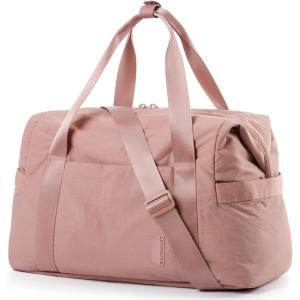 image:imageBAGSMART Gym Bag for Women Carry on Weekender Overnight Bag Travel Duffel Bags with Trolley Sleeve Personal Item Travel Bag Tote Bag Workout Dance BagPinkMediumDark Pink