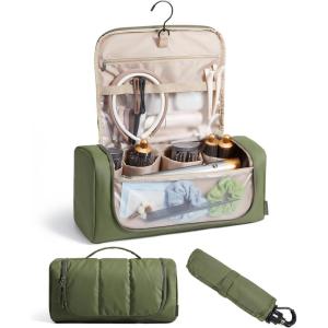 image:imageBAGSMART Hair Tool Organizer Travel Bag Compatible with Dyson AirwrapShark Hair Dryer Wideopen Dyson Case with Heat Resistant Mat Metal Hanging Hook for Long Barrel Straighteners Curling IronOlive green