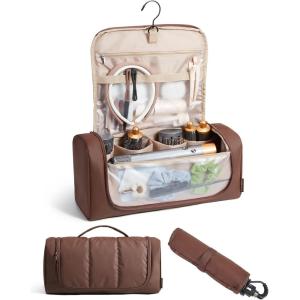 image:imageBAGSMART Hair Tool Organizer Travel Bag Compatible with Dyson AirwrapShark Hair Dryer Wideopen Dyson Case with Heat Resistant Mat Metal Hanging Hook for Long Barrel Straighteners Curling IronCoffee Brown