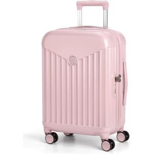image:imageBAGSMART Hardside Expandable Luggage With Spinner Wheels PC Lightweight CarryOn Luggage Airline Approved With TSA Lock Durable Women Travel Suitcase Carry On 20 Inch BeigePink