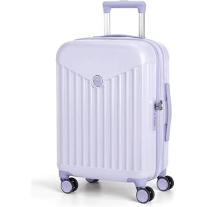 image:imageBAGSMART Hardside Expandable Luggage With Spinner Wheels PC Lightweight CarryOn Luggage Airline Approved With TSA Lock Durable Women Travel Suitcase Carry On 20 Inch BeigePurple