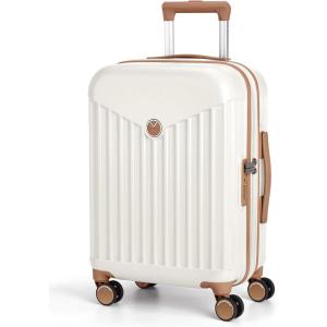 image:imageBAGSMART Hardside Expandable Luggage With Spinner Wheels PC Lightweight CarryOn Luggage Airline Approved With TSA Lock Durable Women Travel Suitcase Carry On 20 Inch BeigeBeige