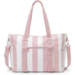 image:imageBAGSMART Large Beach Bag for Women Oversize Tote Bag for TravelSwim PoolSummer  3Ways to Carry Cruise Essentials Family Picnic Extralarge mom bag Sandproof zip open Mothers day giftsPink Stripe