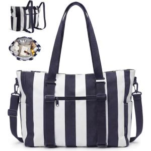 image:imageBAGSMART Large Beach Bag for Women Oversize Tote Bag for TravelSwim PoolSummer  3Ways to Carry Cruise Essentials Family Picnic Extralarge mom bag Sandproof zip open Mothers day giftsNautical Stripe