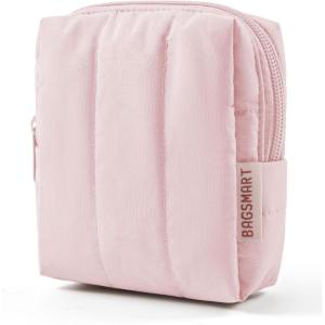 image:imageBAGSMART Makeup Bag Duo Set Puffy Padded Travel Cosmetic Organizer with Slipin Pockets Large Toiletry Bag amp Small Purse Pouch Travel Essentials for Women Black01Baby Pink