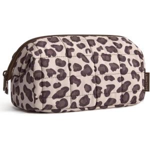 image:imageBAGSMART Makeup Bag Travel Toiletry Bag Puffy Padded Make Up Bags for Women Makeup Organizer Case Wideopen Pouch Purse Travel Essentials Toiletries Accessories Brushes Pink22Leopard