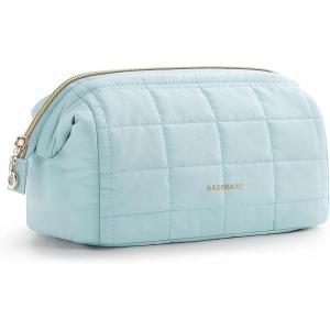 image:imageBAGSMART Makeup Bag Travel Toiletry Bag Puffy Padded Make Up Bags for Women Makeup Organizer Case Wideopen Pouch Purse Travel Essentials Toiletries Accessories Brushes Pink05Blue