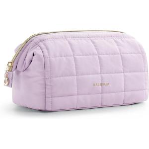 image:imageBAGSMART Makeup Bag Travel Toiletry Bag Puffy Padded Make Up Bags for Women Makeup Organizer Case Wideopen Pouch Purse Travel Essentials Toiletries Accessories Brushes Pink16Lavender Purple