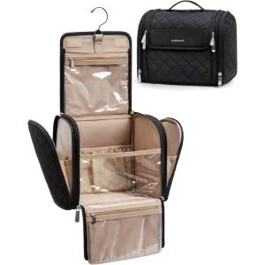 image:imageBAGSMART Makeup Bag for Women with Hanging Hook  Portable Cosmetic Case Large Capacity Door Room Essentials Travel Organizer for Full Sized Cosmetics and Toiletries BlackBlack