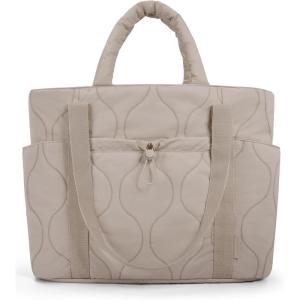 image:imageBAGSMART Puffer Tote Bag for Women Quilted Travel Top Handle Large Lightweight Shoulder Handbags with Zipper