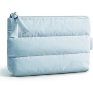 image:imageBAGSMART Small Makeup Bag Puffy Portable Cosmetic Pouch with Charm Zipper WaterResistant Travel Organizer for Women Baby Pink Small02Baby Blue