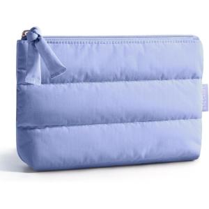 image:imageBAGSMART Small Makeup Bag Puffy Portable Cosmetic Pouch with Charm Zipper WaterResistant Travel Organizer for Women Baby Pink Small02Lavender