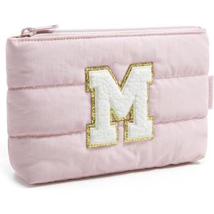 image:imageBAGSMART Small Makeup Bag Puffy Portable Cosmetic Pouch with Charm Zipper WaterResistant Travel Organizer for Women Baby Pink SmallInitialM