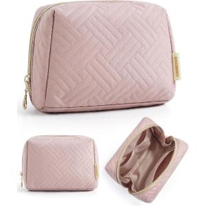 image:imageBAGSMART Small Makeup Bag Travel Cosmetic Bag Make Up Pouch Small Travel Zipper PouchWaterresistant Toiletry BagMakeup Organizer Bag for Women Black01Pink