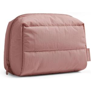 image:imageBAGSMART Small Makeup Bag Travel Cosmetic Bag Make Up Pouch Small Travel Zipper PouchWaterresistant Toiletry BagMakeup Organizer Bag for Women Black02Nude Pink