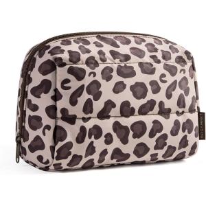 image:imageBAGSMART Small Makeup Bag Travel Cosmetic Bag Make Up Pouch Small Travel Zipper PouchWaterresistant Toiletry BagMakeup Organizer Bag for Women Black02Leopard Print