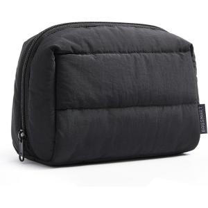 image:imageBAGSMART Small Makeup Bag Travel Cosmetic Bag Make Up Pouch Small Travel Zipper PouchWaterresistant Toiletry BagMakeup Organizer Bag for Women Black02Black