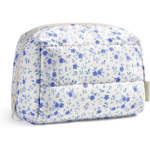image:imageBAGSMART Small Makeup Bag Travel Cosmetic Bag Make Up Pouch Small Travel Zipper PouchWaterresistant Toiletry BagMakeup Organizer Bag for Women Black02Blue Ditsy Floral