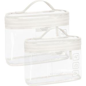 image:imageBAGSMART TSA Approved Toiletry Bag 2 Pack Clear Makeup Cosmetic Bag Organizer Quart Size Travel Bag for Toiletries Carryon Travel Accessories Essentials Pink2pcsWhite