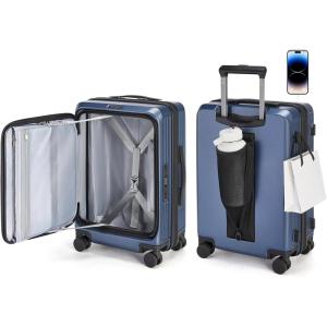 image:imageBAGSMART Top Opening Carry On Luggage 22x14x9 Airline Approved with TSA Lock Expandable 20 Inch Deep Compartment Hard Shell Suitcases with Double Spinner Wheels BlueBlue