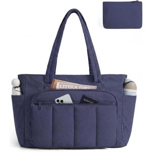 image:imageBAGSMART Tote Bag for Women 2 Set Tote Bag with Zipper Quilted Nurse Handbags for Work Travel College  20L Capacity 156 Laptop Bag with Cosmetic Bag Carry on Bag Nurse Gym BagNavy