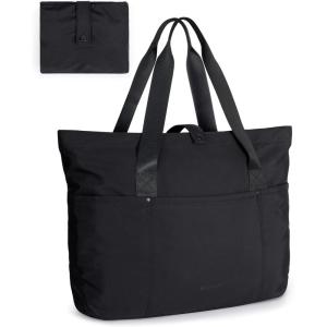image:imageBAGSMART Tote Bag for Women Foldable Tote Bag With Zipper Travel Shoulder Bag Handbag for WorkBlack