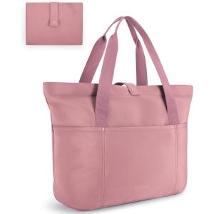 image:imageBAGSMART Tote Bag for Women Foldable Tote Bag With Zipper Travel Shoulder Bag Handbag for WorkDark Pink