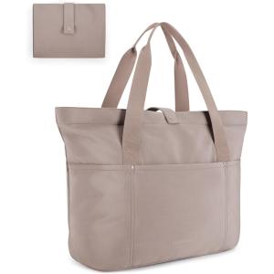 image:imageBAGSMART Tote Bag for Women Foldable Tote Bag With Zipper Travel Shoulder Bag Handbag for WorkGrayish Brown165l X 6wx 14h