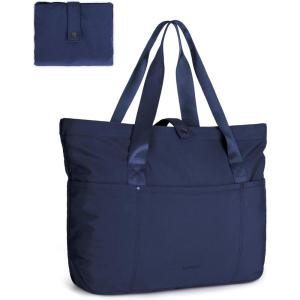 image:imageBAGSMART Tote Bag for Women Foldable Tote Bag With Zipper Travel Shoulder Bag Handbag for WorkNavy Blue